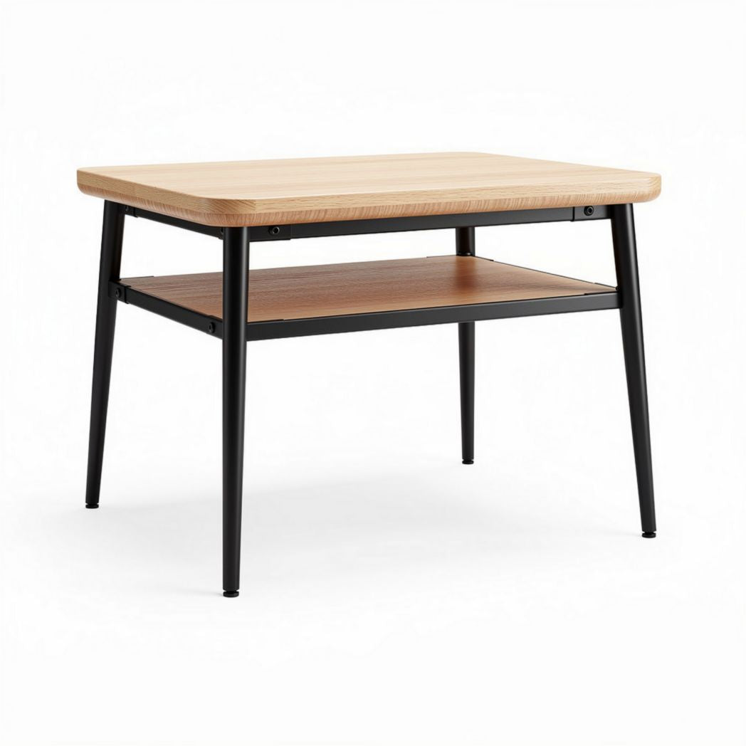 Wood and metal coffee table with lower shelf 50 x 50 x 45cm
