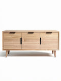 Wooden console cabinet with three doors and natural finish 150 x 40 x 70cm