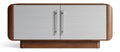 Modern wooden storage cabinet with two doors and silver handles 120 x 40 x 60cm