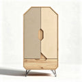 Modern wooden wardrobe with two-tone finish and metal legs 80 x 40 x 160cm