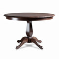 Round dining table in dark wood finish with 120 x 120 x 75cm dimensions