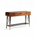Wood and metal console table with three drawers and bottom shelf 100 x 40 x 75cm