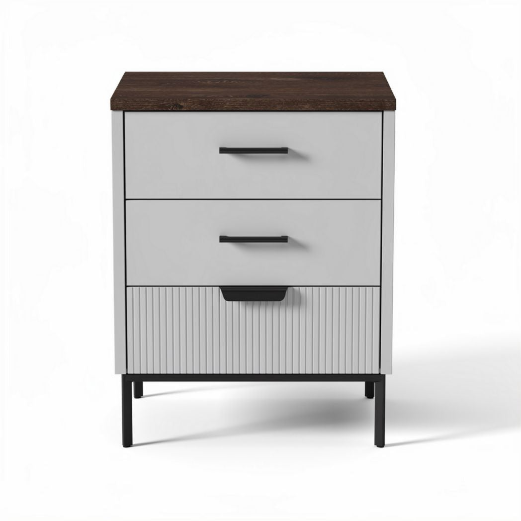 Two-drawer nightstand in gray and wood finish 40 x 50 x 60cm