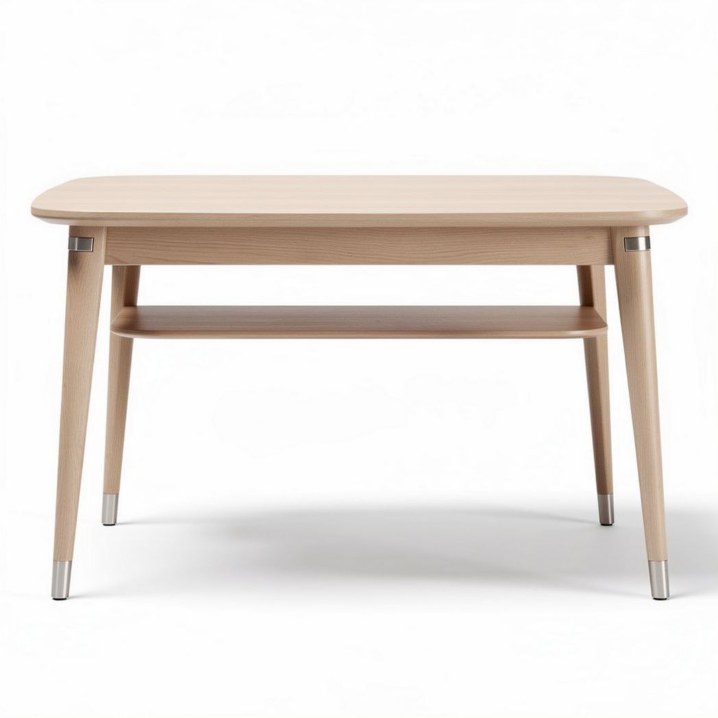 Wooden coffee table with shelf natural finish 120 x 60 x 75cm