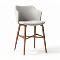 Fabric upholstered bar stool with wooden legs 45 x 40 x 100cm grey color
