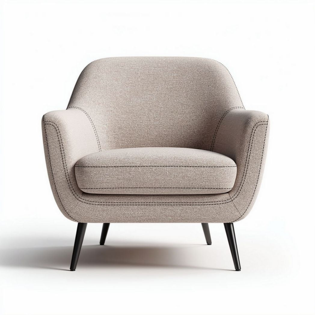 Fabric accent chair with tapered legs in beige color 80 x 80 x 75cm