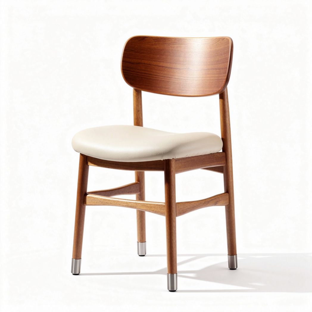 Wood dining chair with cream cushion seat and walnut finish 45 x 45 x 85cm