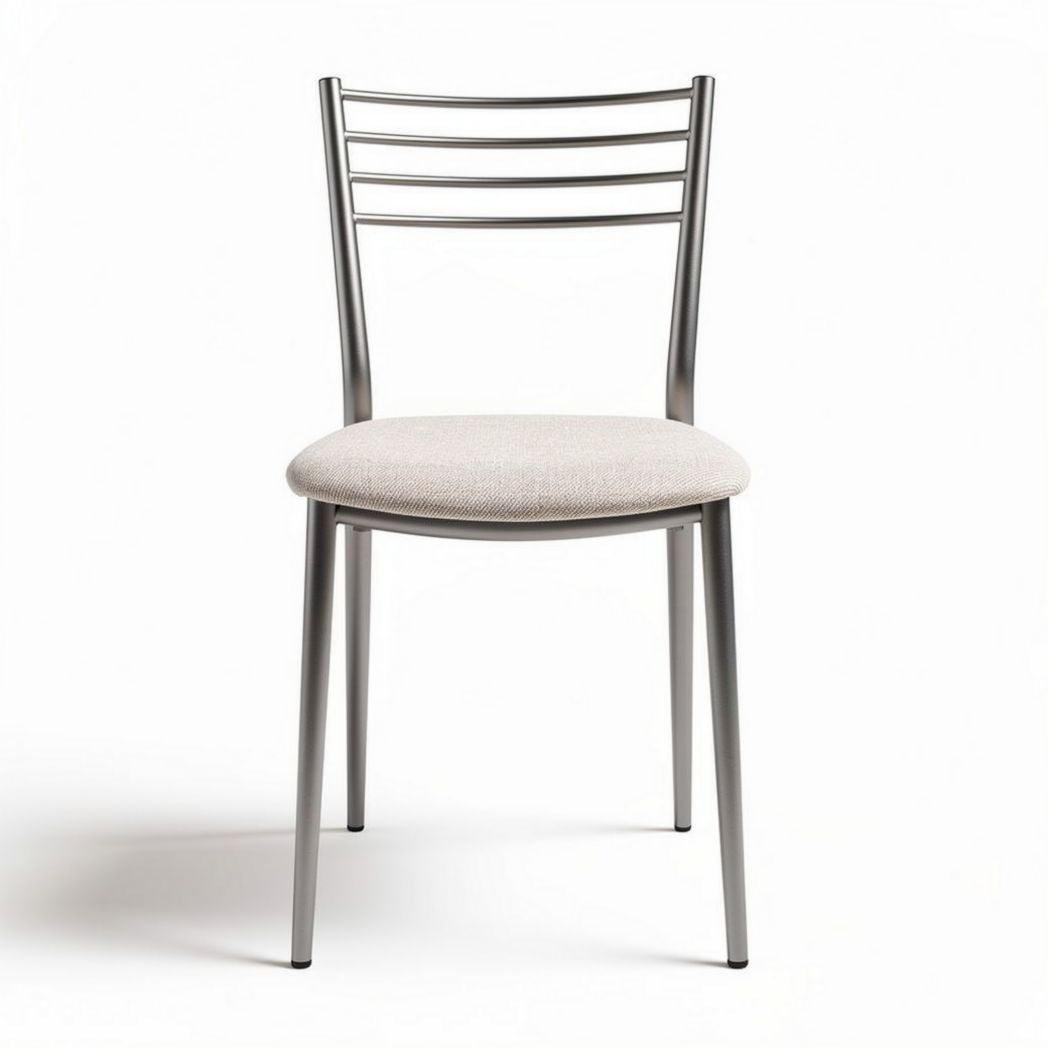 Metal dining chair with cushioned seat in gray 45 x 45 x 85cm