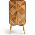 Wooden cabinet with geometric pattern doors suitable for living room storage 85 x 45 x 120cm